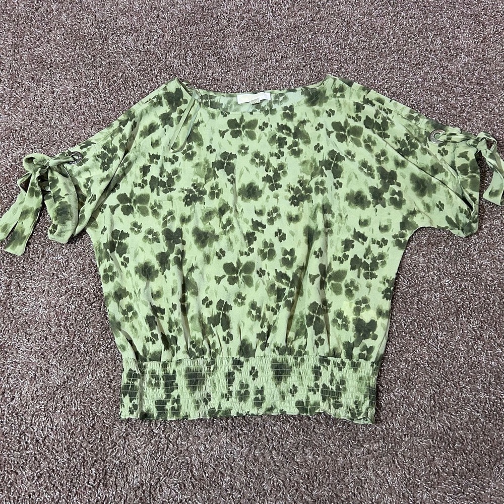 Michael Kors Green Tie Front Blouse